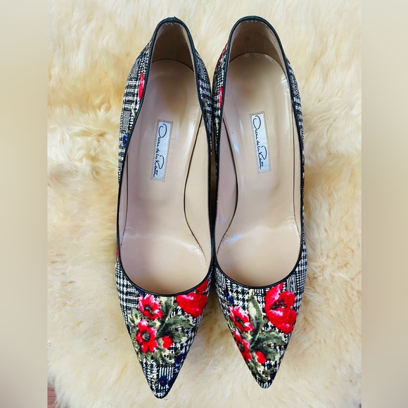 Oscar de la Renta Grace Multicolored Floral Pumps Size 41 - Picture 2 of 5